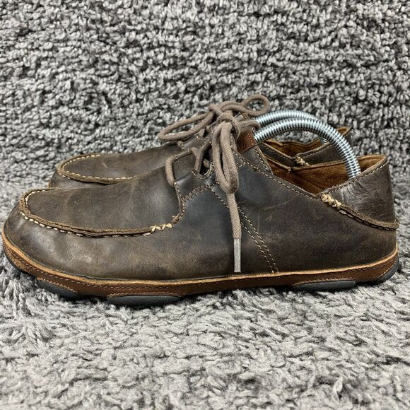 OluKai Ohana Lace Up Nubuck Men’s US Size 9 Brown Leather Shoes - Picture 1 of 8